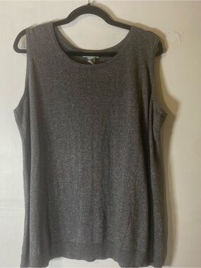 Catherines Silver Metallic Shimmer Sweater Tank Plus Size 2X Glitter Knit Top